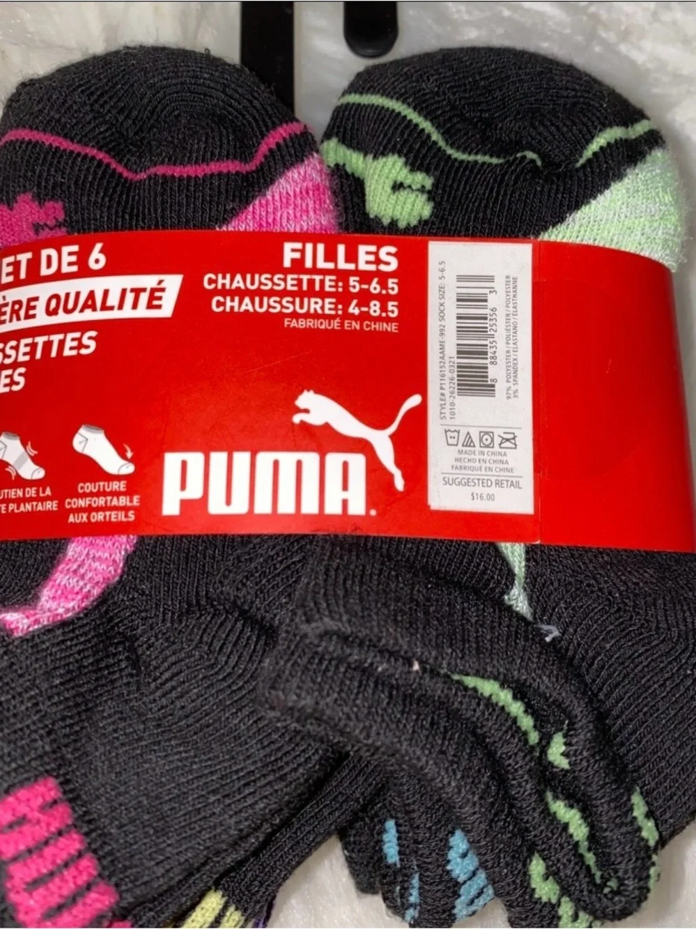 Puma little kids Socks size 5/6.5 New never opened